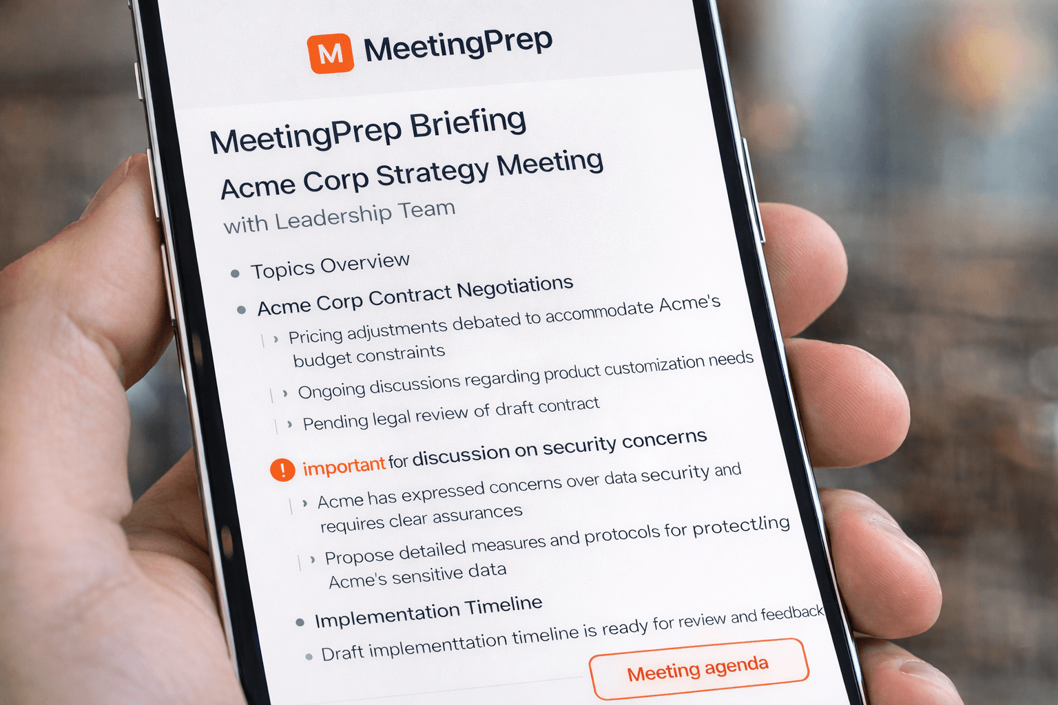 MeetingPrep Briefing
